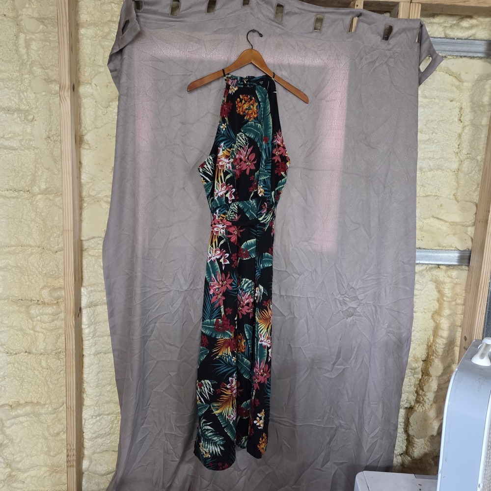 SHEIN Jumpsuit Womens Plus 3XL Multicolor Halter Sleeveless Tropical Floral